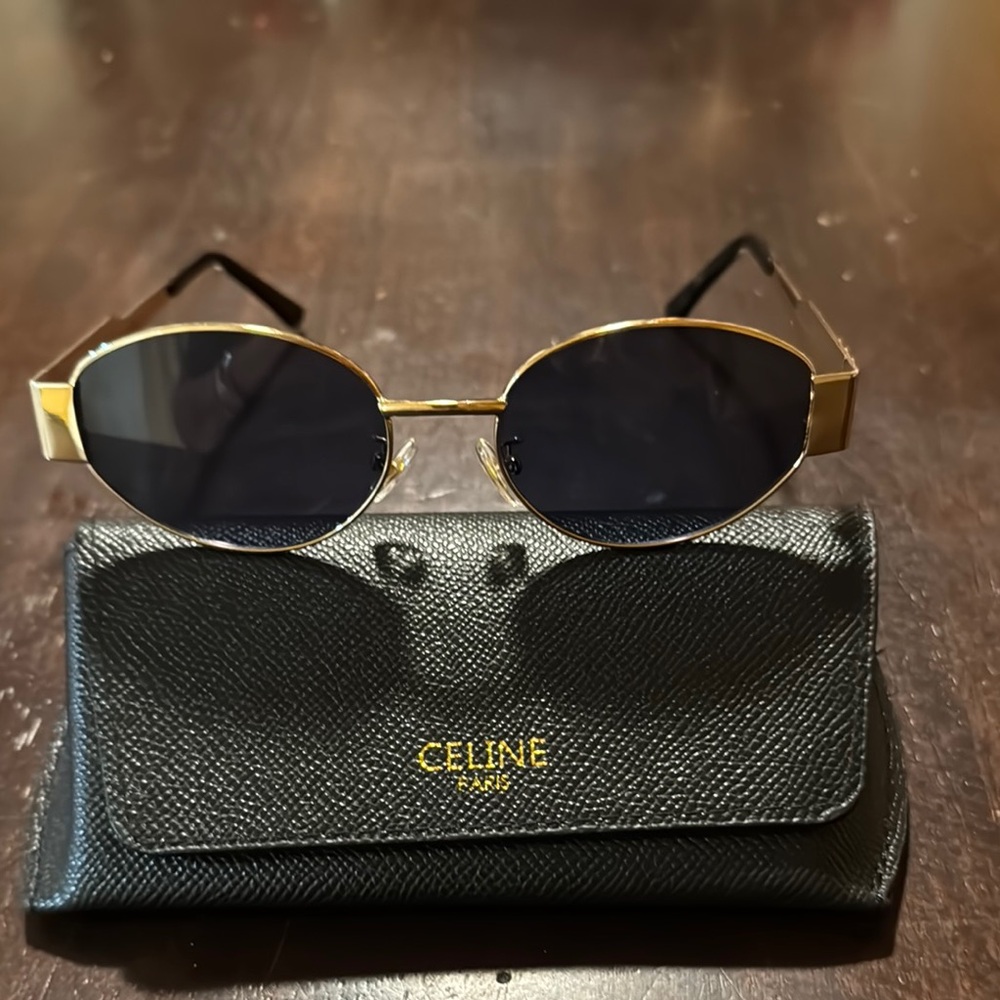 Celine gold  and Black Sunglasses with Case